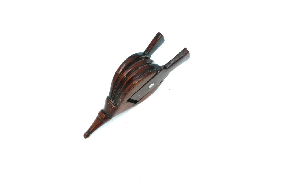 Antique Treen 19thc Fruitwood & Brass 