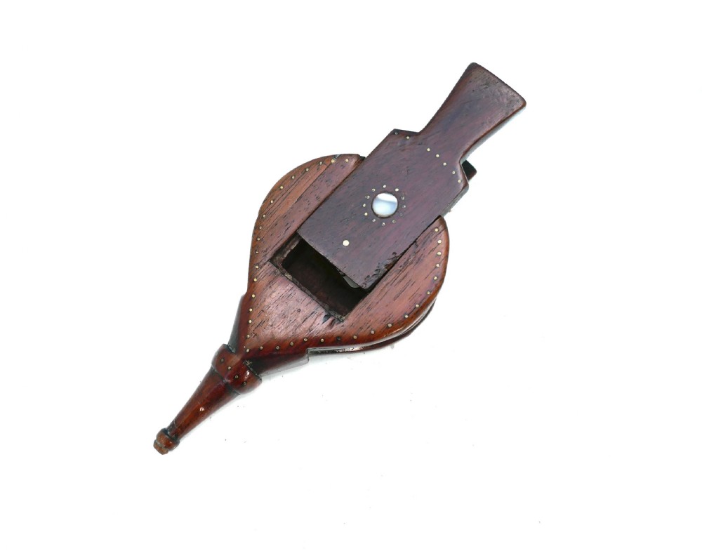 Antique Treen 19thc Fruitwood & Brass 