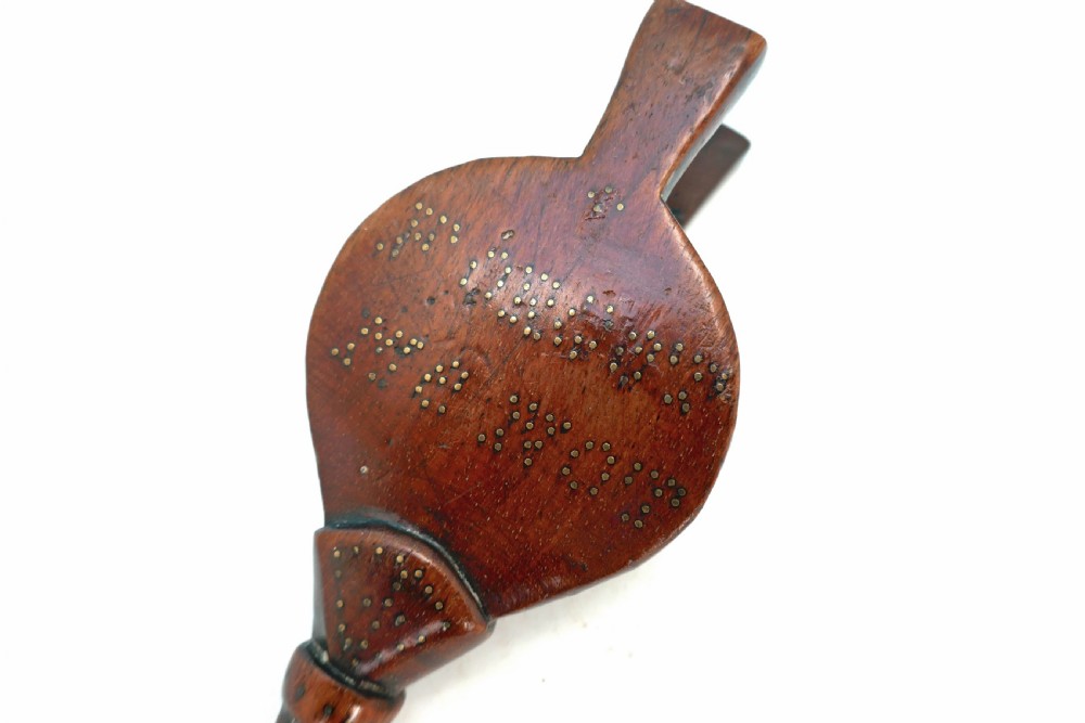 Antique Treen 19thc Fruitwood & Brass 