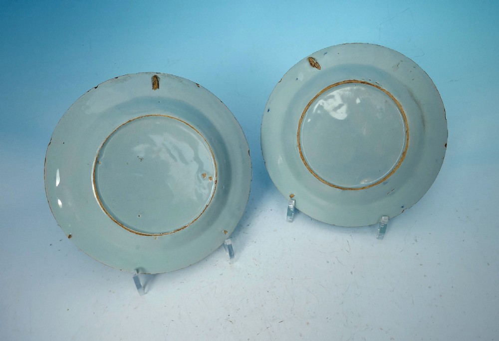 Antique Pair 18thc Pottery Delftware Blue & White Plates.  English - Lambeth C1770-80. View III