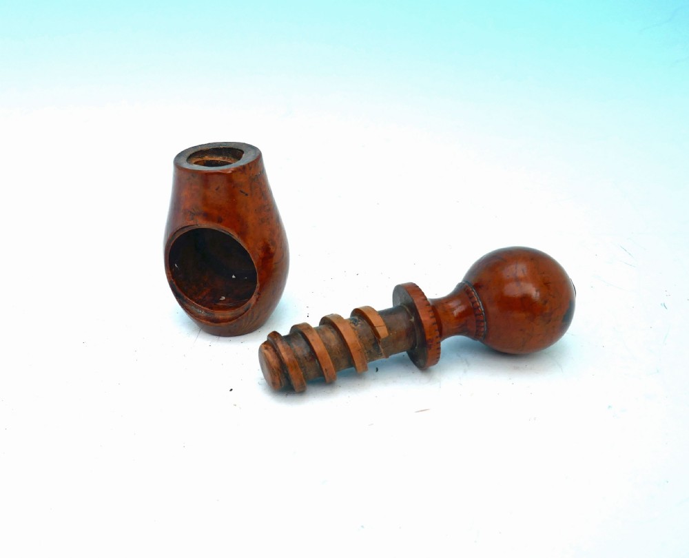 Antique Treen 19thc Burr Boxwood Pocket Nutcracker.     French C1800-20. View III
