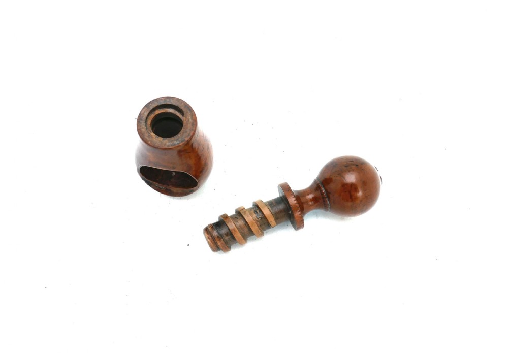 Antique Treen 19thc Burr Boxwood Pocket Nutcracker.     French C1800-20. View IV