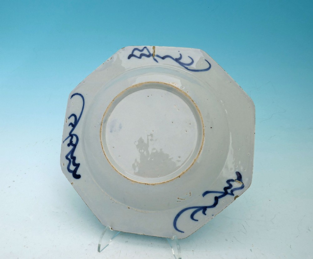 Antique 18thc Pottery Irish Octagonal Blue & White Delftware Plate.    Irish C1760-70. View II
