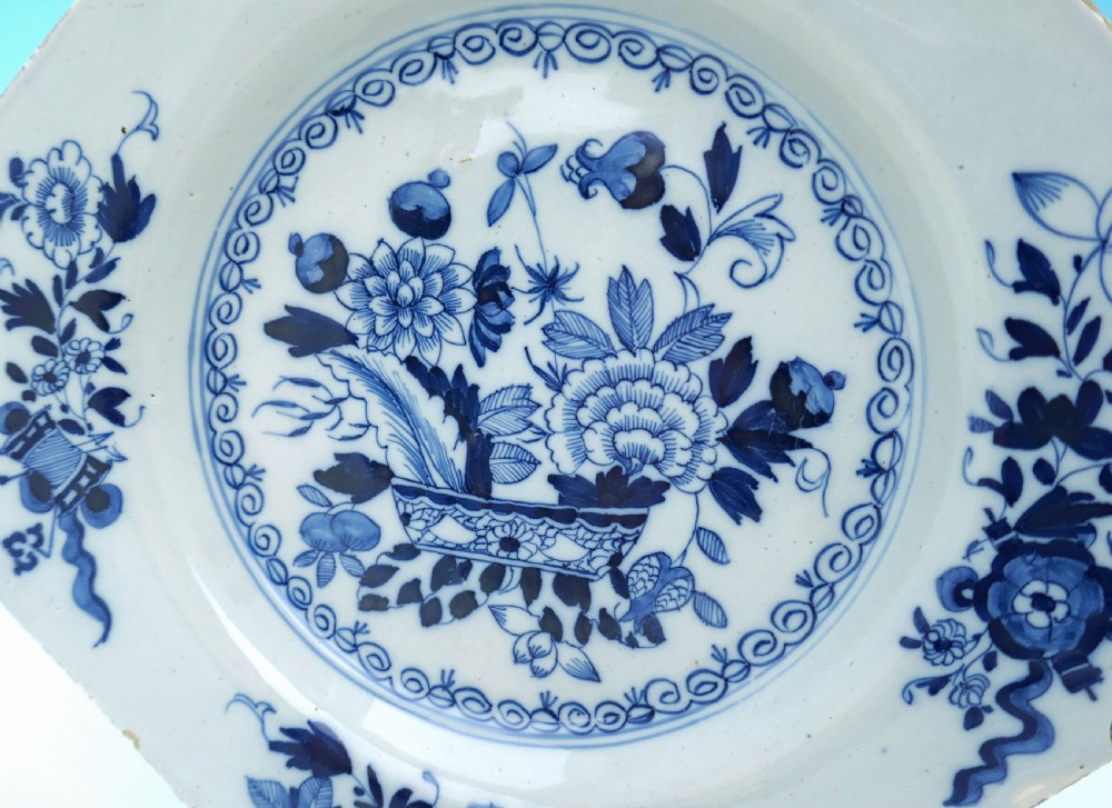 Antique 18thc Pottery Irish Octagonal Blue & White Delftware Plate.    Irish C1760-70. View III