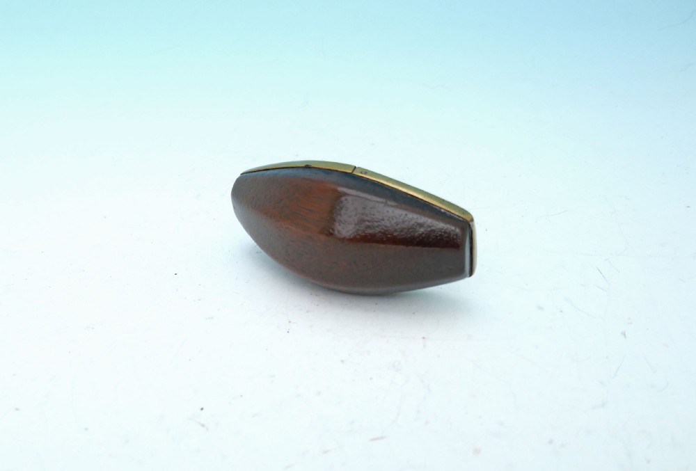 Antique Metalware 19thc Brass & Fruitwood Snuff Box Engraved J.H.Owen 1873.   Welsh. View II