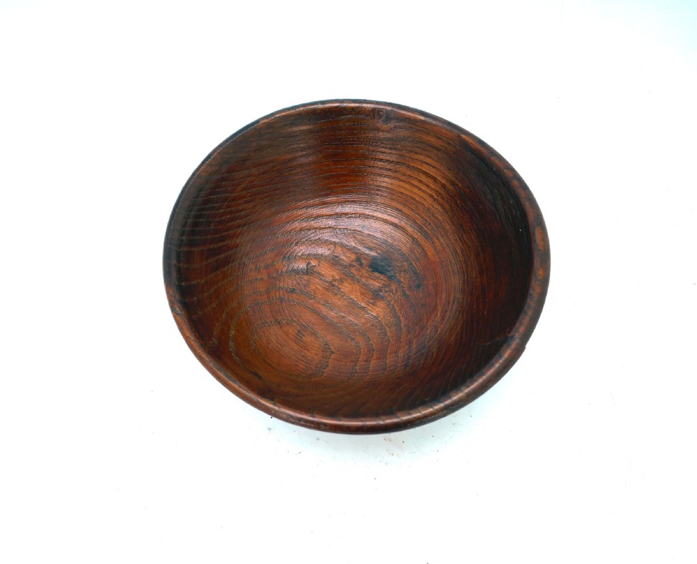 Antique Treen 19thc Turned Small Elm Dairy Bowl.    English C1820-40. View II