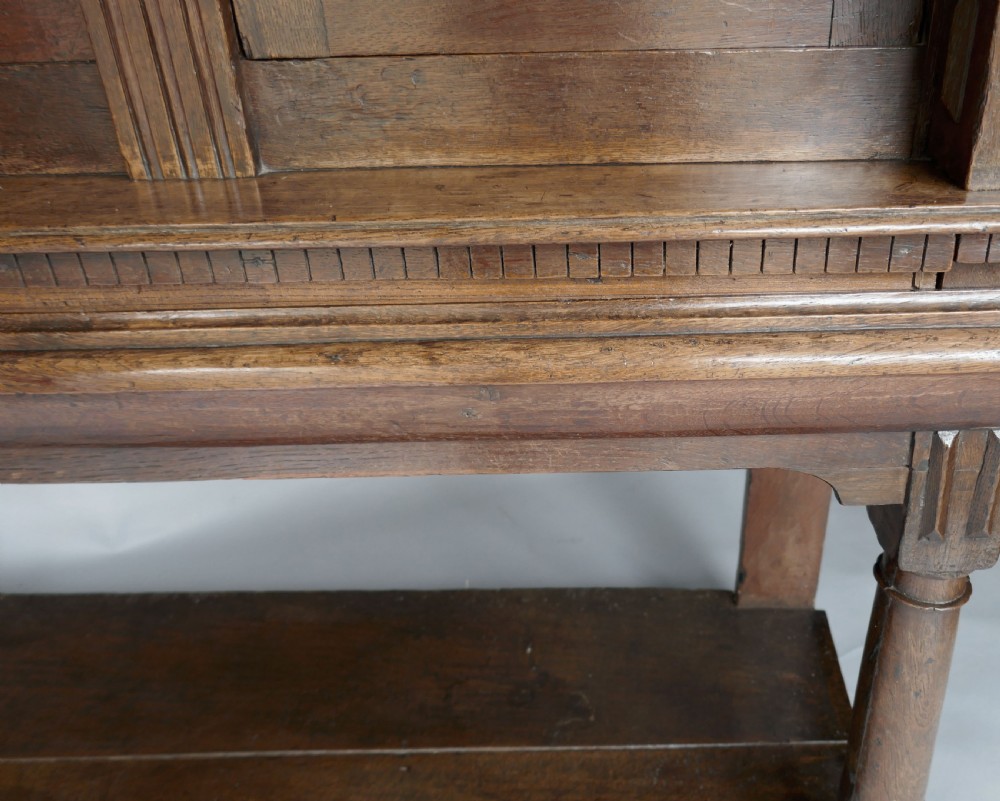 Antique Period Furniture 17thc Charles 1 Oak Livery Cupboard.  English C1620-30. View VI