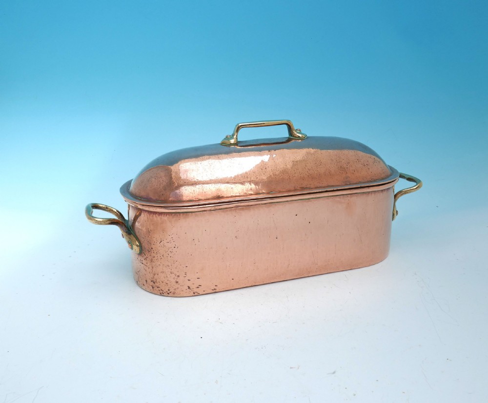 Antique Metalware 19thc Copper Fish Kettle Stamped Jones Bros, Dow St. W.   English. C1840-60. View III