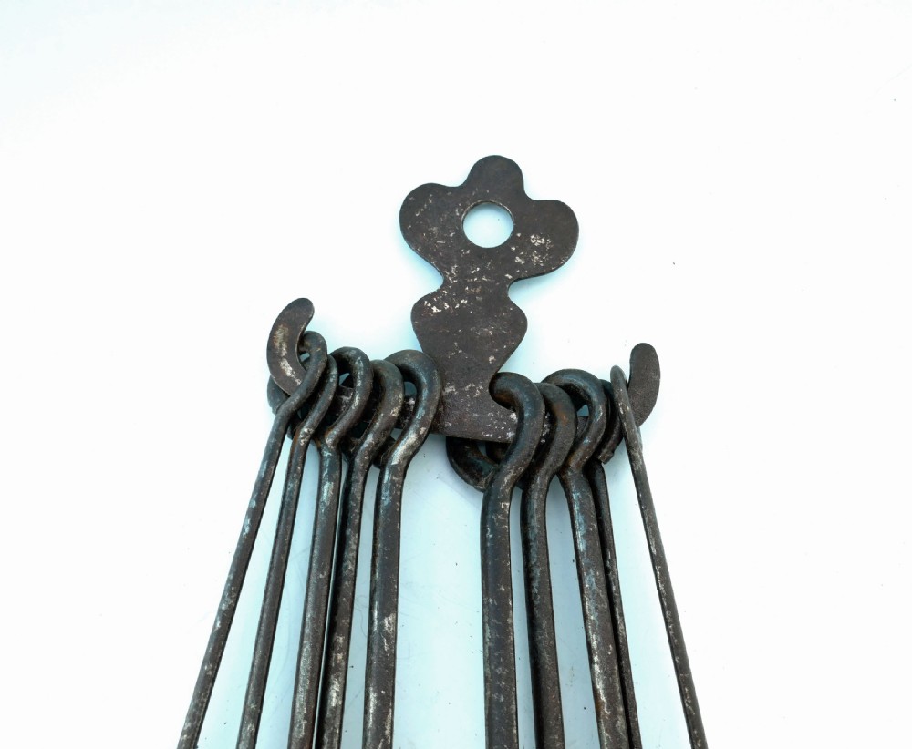 Antique Metalware 18thc Set Of Iron Meat Skewers And Holder.   English C1770-80. View II