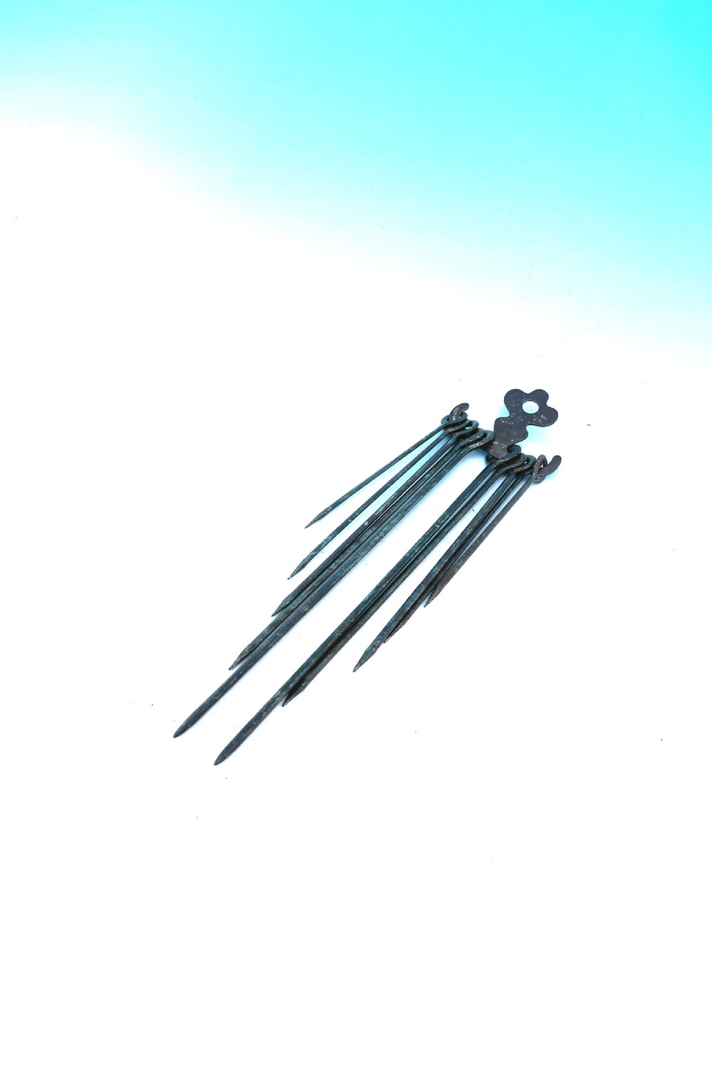 Antique Metalware 18thc Set Of Iron Meat Skewers And Holder.   English C1770-80. View IV