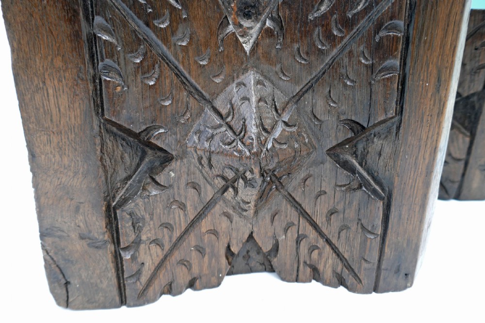 Antique Carvings 17thc Pair Of English Oak Carved Church Pew Decoration.  English C1640-60. View II