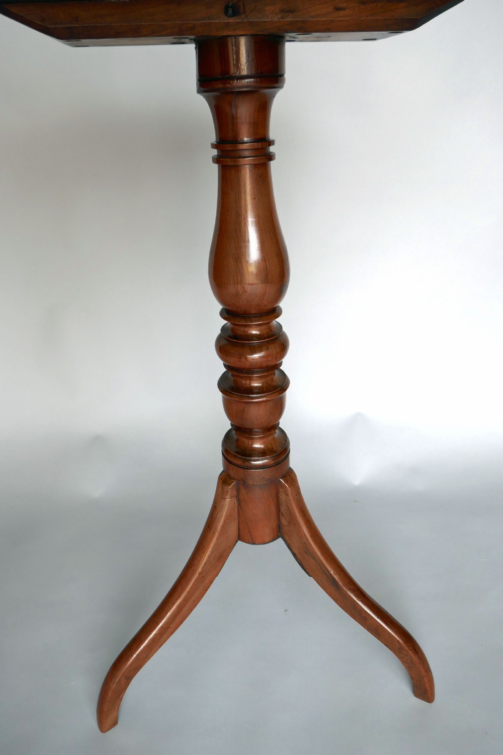 Antique Country Furniture 19thc Yew Wood Tripod Table.    English C1800-20 View V