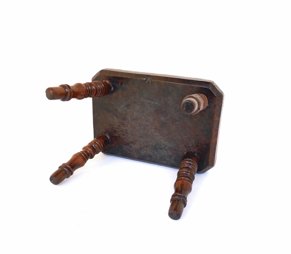 Antique Furniture 19thc Yew Wood Lacemakers Stool With Turned Legs.  English C1800-20. View II