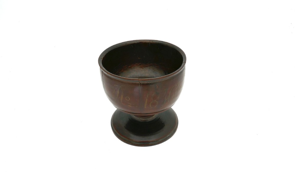 Antique Treen 19thc Scandinavian Painted Ceremonial Bowl Dated 1841.  