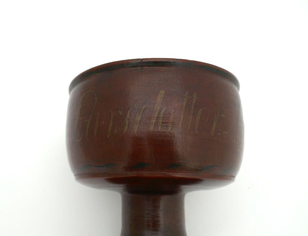 Antique Treen 19thc Scandinavian Painted Ceremonial Bowl Dated 1841.   View III
