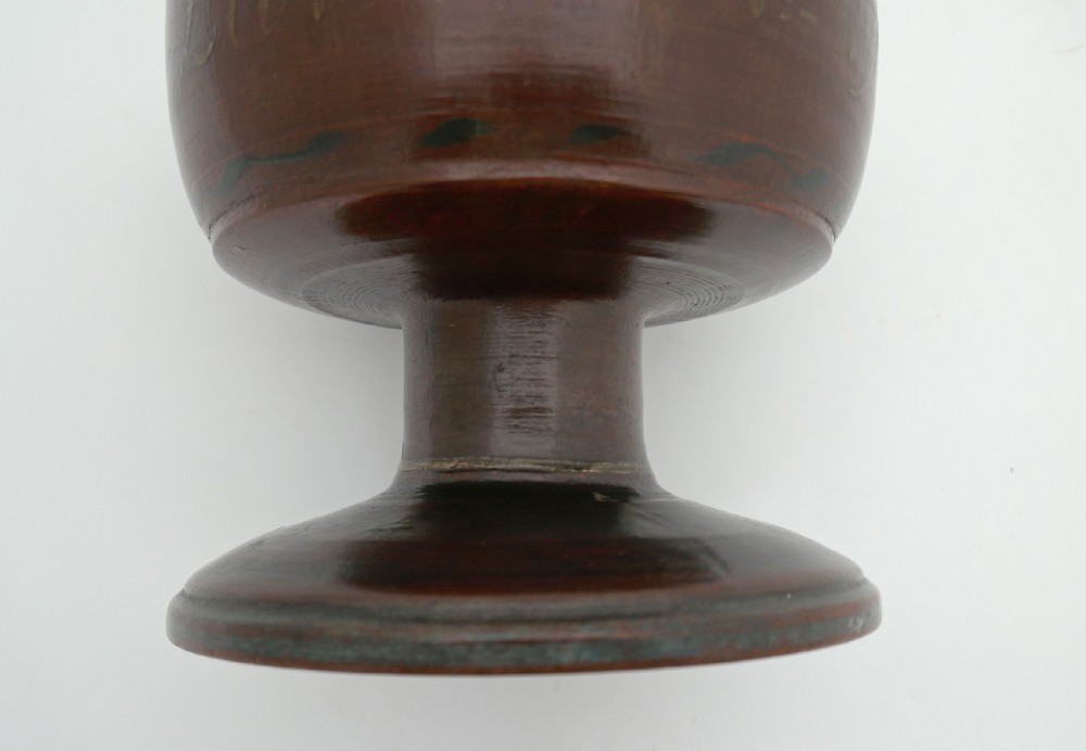 Antique Treen 19thc Scandinavian Painted Ceremonial Bowl Dated 1841.   View V