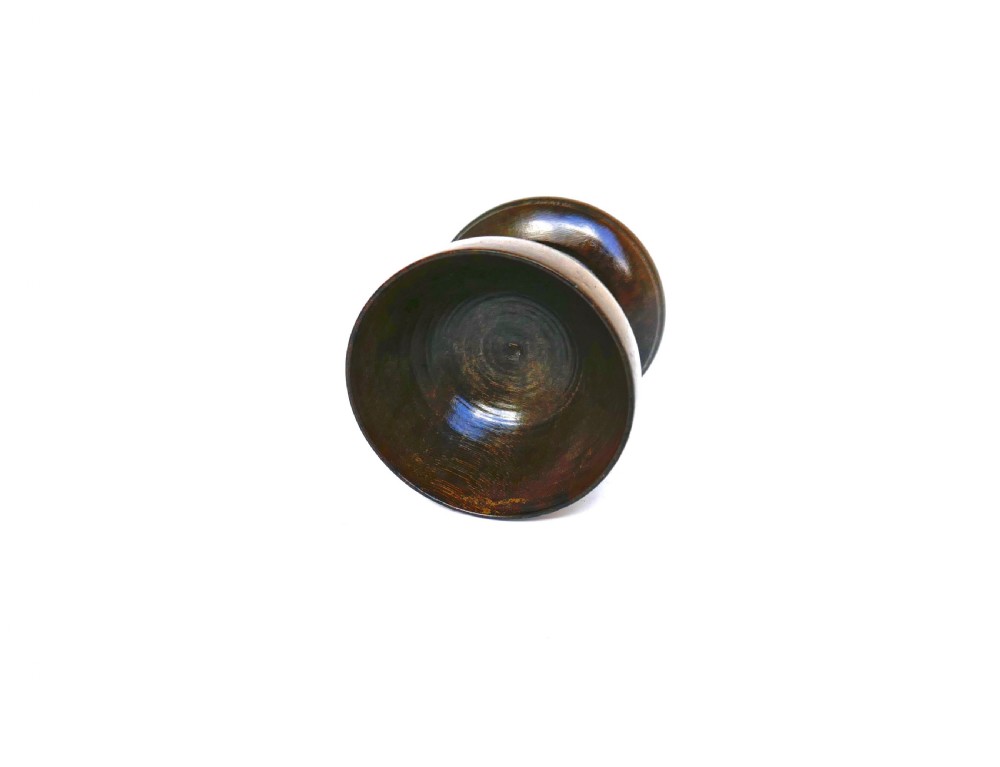 Antique Treen Late 18thc Fruitwood Turned Small Salt On Raised Base.    English C1780-C1800. View III