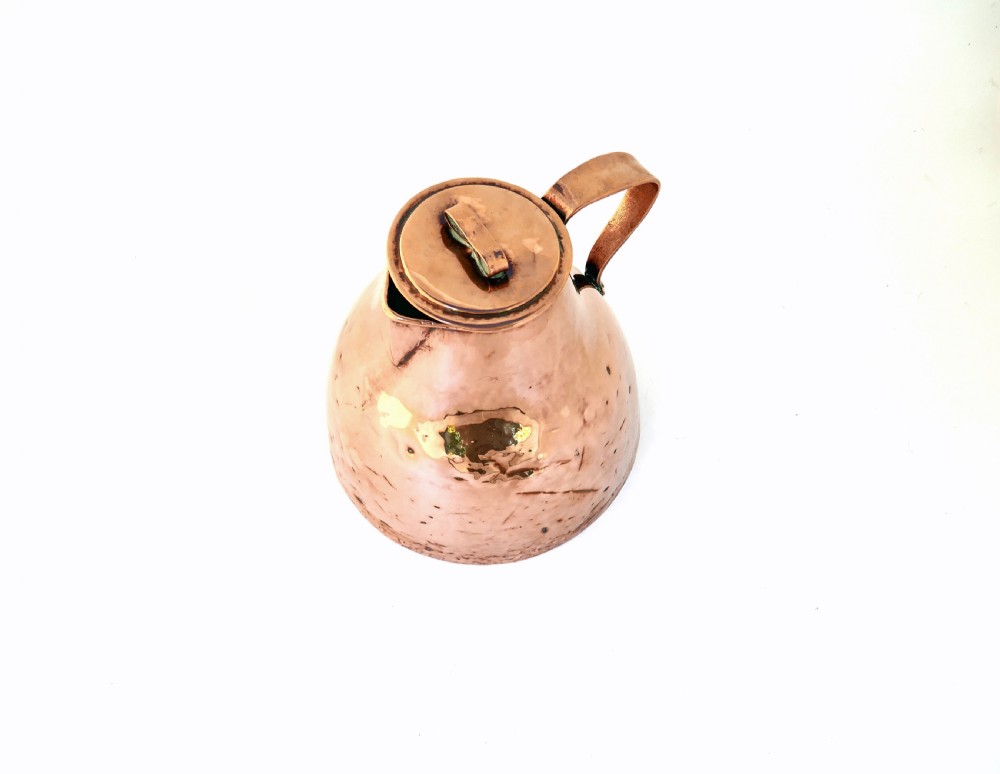 Antique Metalware Late 18thc Large Copper Lidded Milk Jug.    English C1760-90. View II