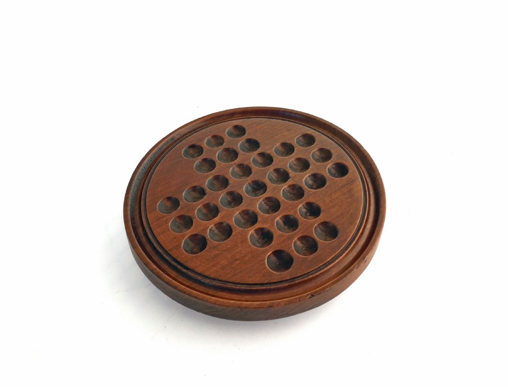 Antique Treen 19thc Solitaire Game With Original Lead Marbles.   English C1860-80. View II