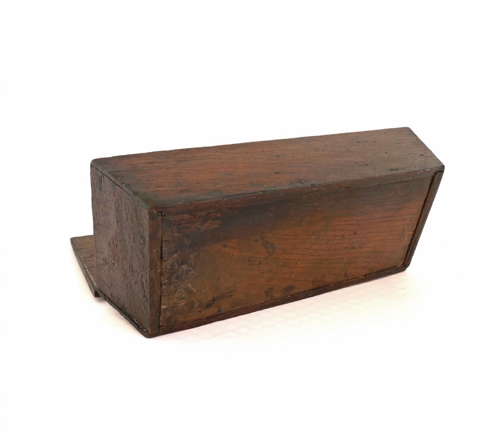 Antique Boxes 17thc Oak Candle box With Wire Hinges And Shaped Latch.    English C1680-C1700. View IV