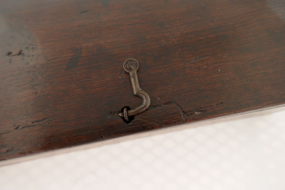 Antique Boxes 17thc Oak Candle box With Wire Hinges And Shaped Latch.    English C1680-C1700. View V
