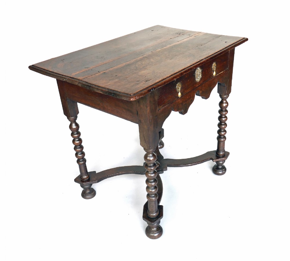 17thc Oak Furniture Charles 11 Side Table With Turned Bobbin Legs .    English C1660-80. View VI