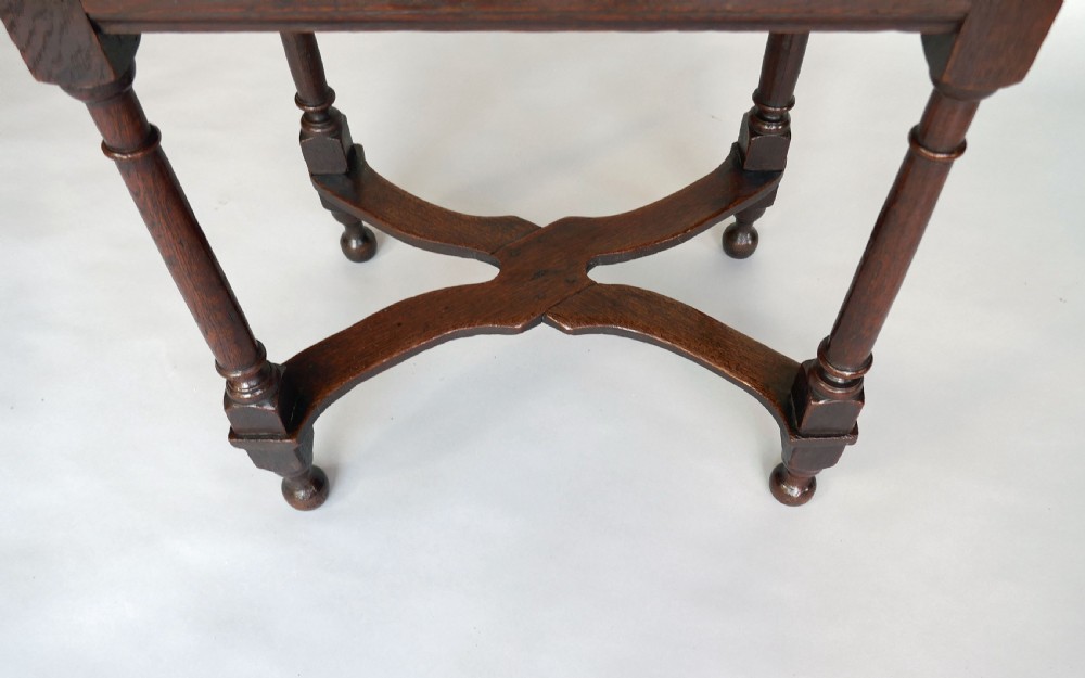 Antique Oak Furniture 18thc X Stretcher Small Queen Anne Side Table.  English C1715. View III