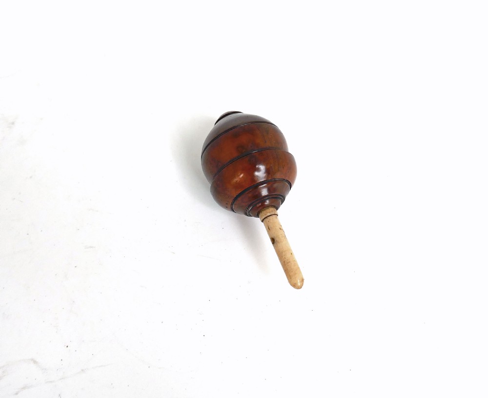Antique Early Treen 19thc Coquilla Nut & Bone Childs Spinning Top.    English C1840-60. View II