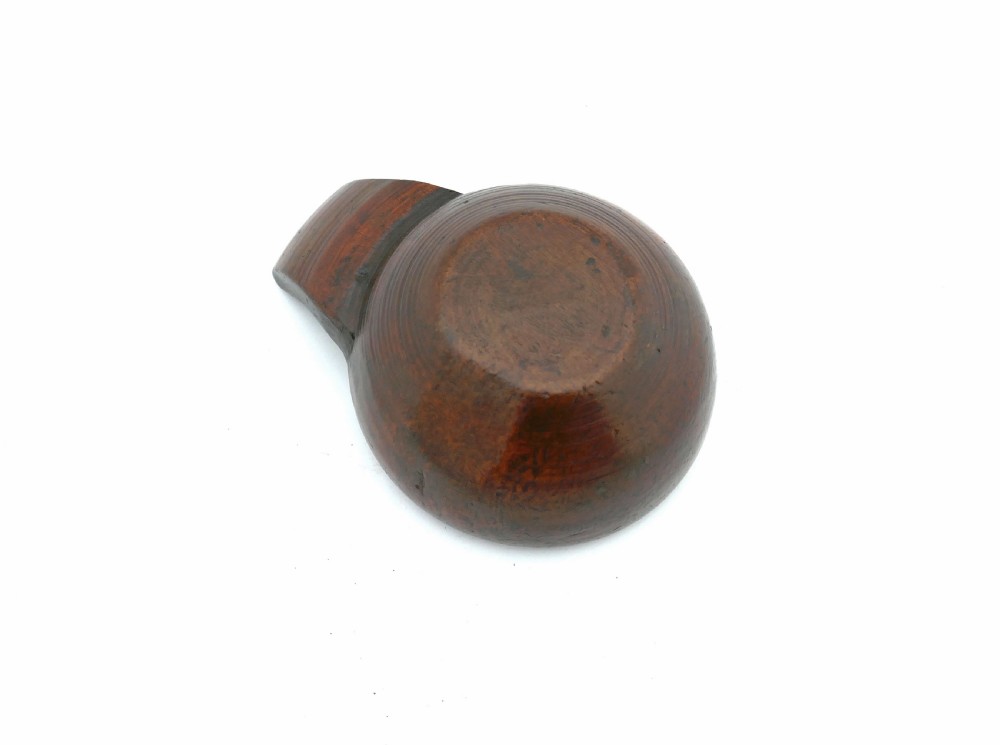 18thc Treen Turned Fruitwood Taste De Vin With Side Handle.  English C1770-90. View II