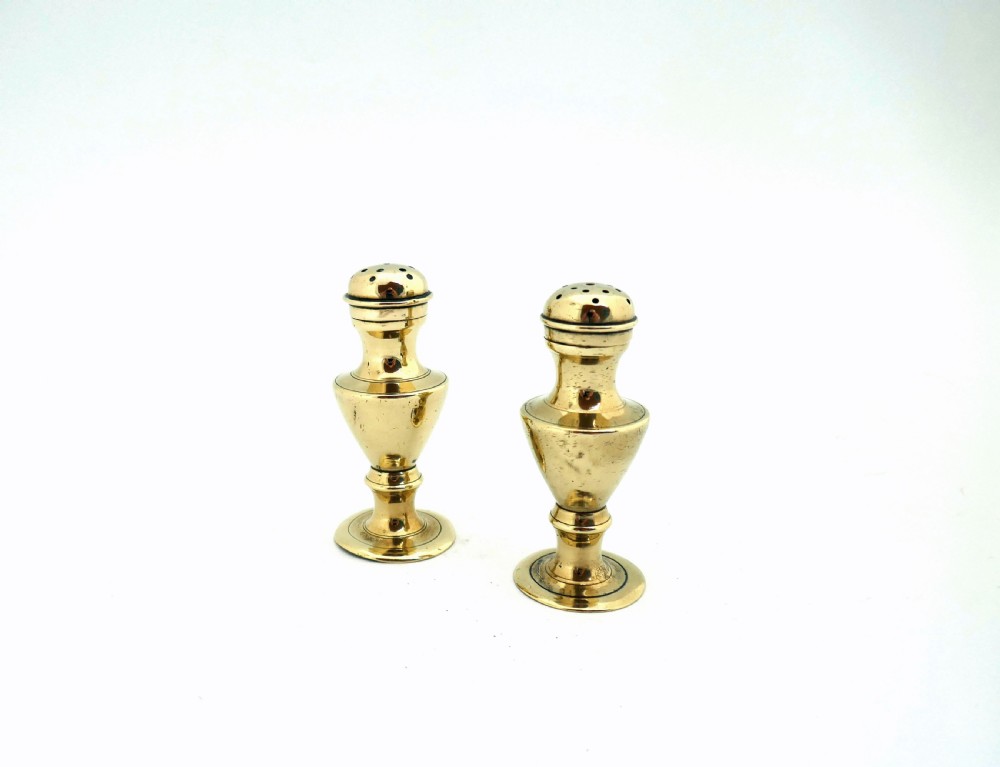 Antique Metalware 18thc Pair Of Brass English Muffineers / Sifters. C1770-90.