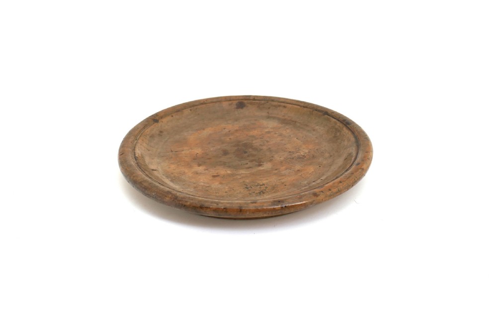 Antique Treen 18thc Sycamore Turned Plate.   English C1770-90. View III