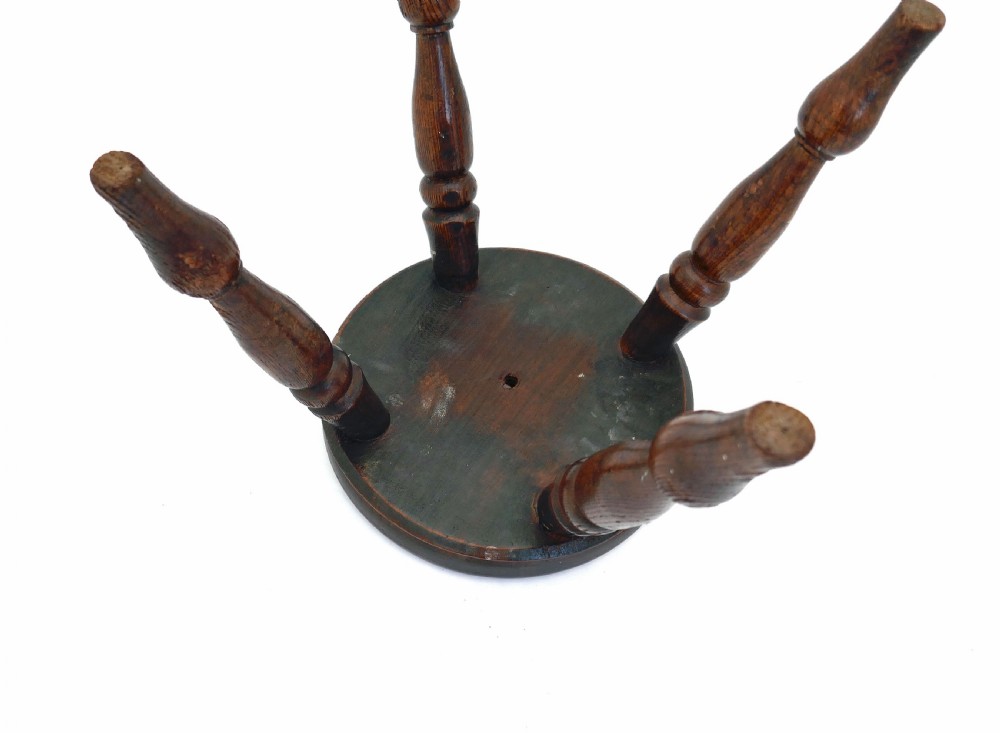 Antique Country Furniture Mid 19thc Elm & Ash Milking Stool.       English C1820-40. View V