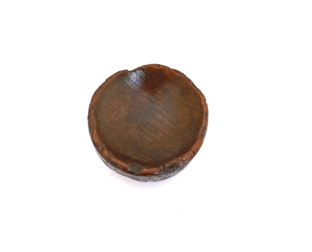 Antique Treen 18thc Elm Sussex Log Food Bowl.    English C1770-90. View III