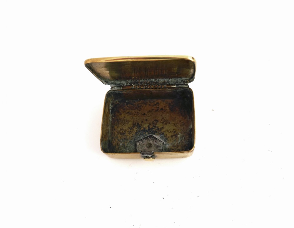 Antique Brass 19thc Snuff Box With Owners Name W Clarke - Dated 1800. View II