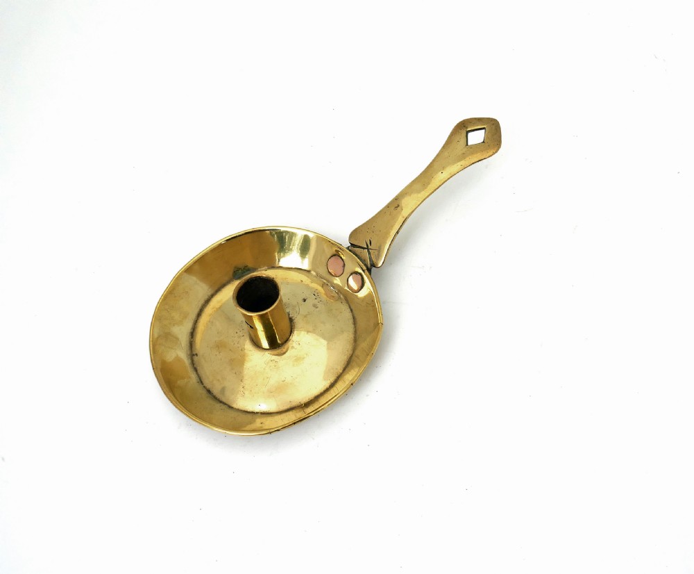 Antique Early Metalware 18thc Brass Chamberstick.   English C1700-10.