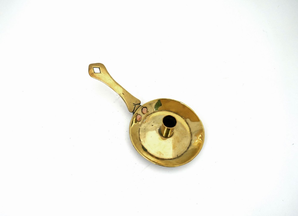 Antique Early Metalware 18thc Brass Chamberstick.   English C1700-10. View IV