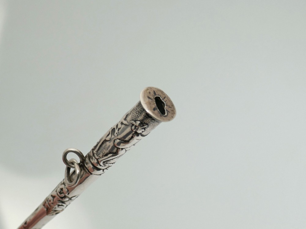 Antique Early Metalware 17thc Silver Embossed Knitting Sheath.   Dutch C1680-1720. View VI