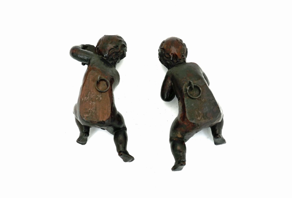 Antique Carvings 18thc Walnut Cherubs Playing Musical Instruments.    Flemish C1720-40. View IV