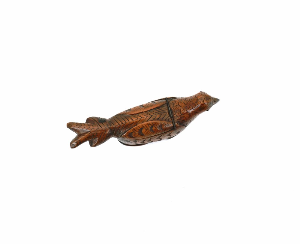 Antique Treen 19thc Fruitwood Bird Snuff Box.    French C1820-40. View IV