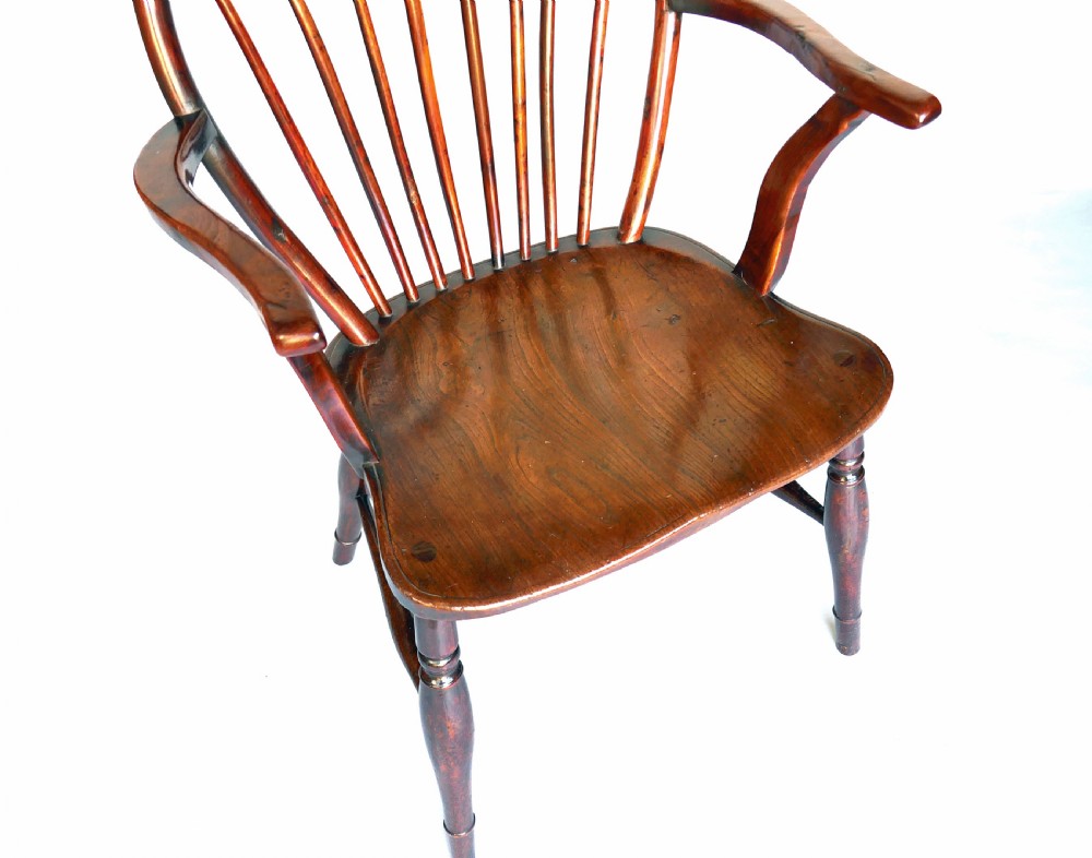 Antique Country Furniture 19thc Yew, Elm & Fruitwood Windsor Chair.   English C1800-20. View II