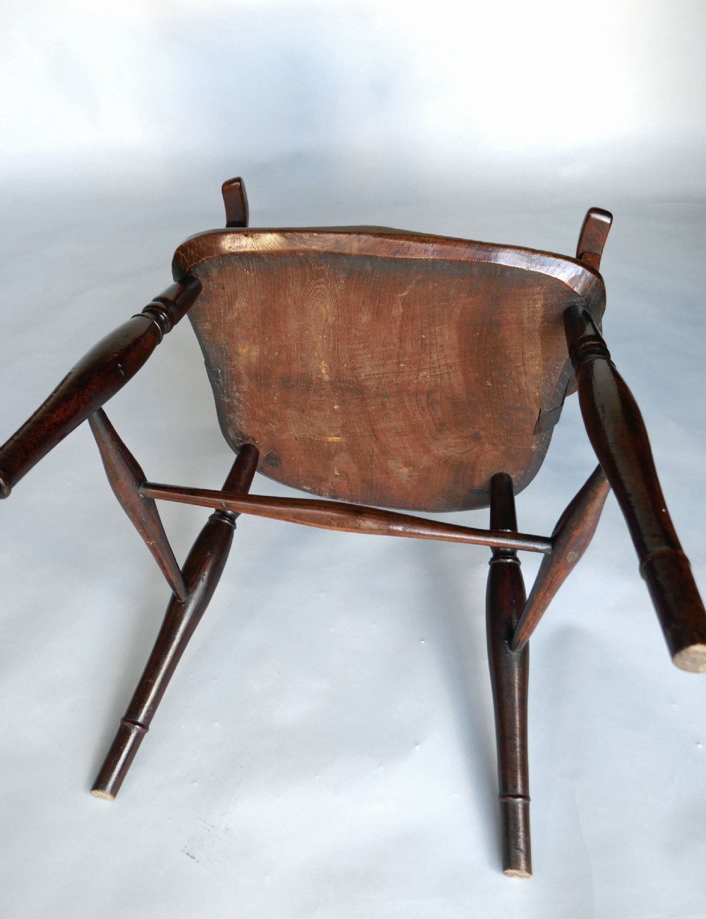 Antique Country Furniture 19thc Yew, Elm & Fruitwood Windsor Chair.   English C1800-20. View V