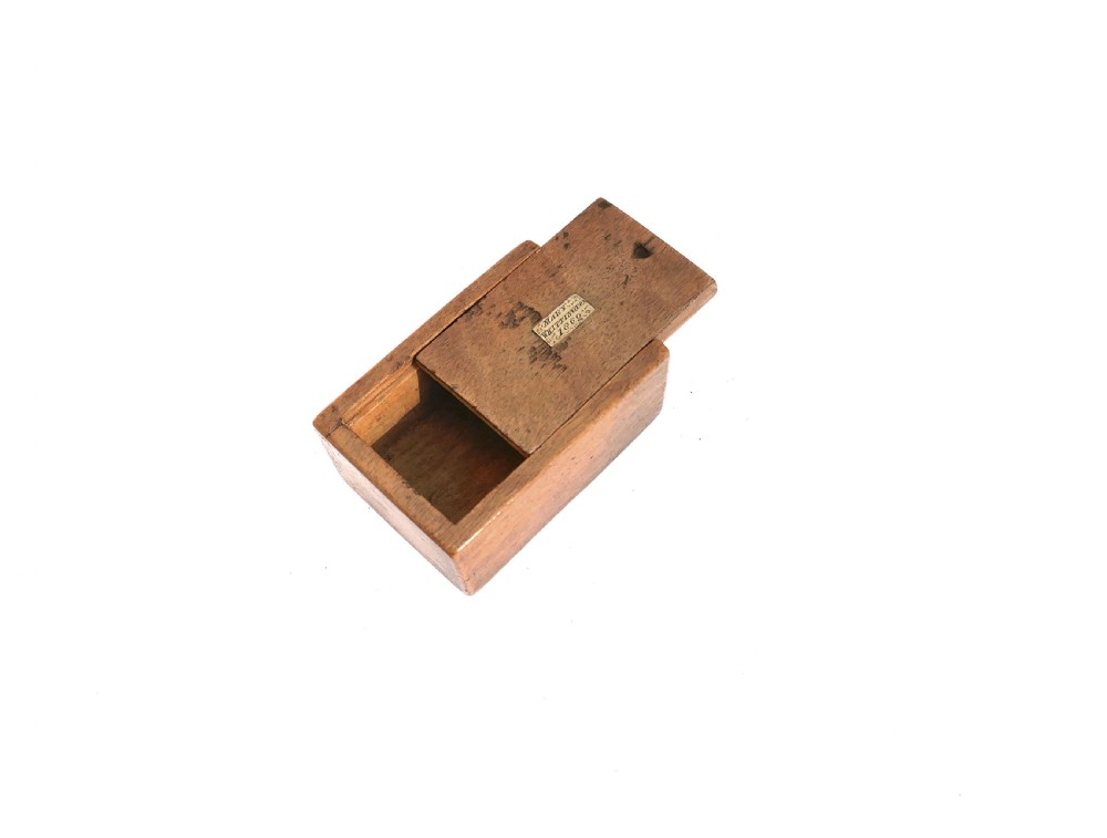 Antique Treen 19thc Fruitwood Box Belonging To Mary Whittington 1869.  English 19thc.