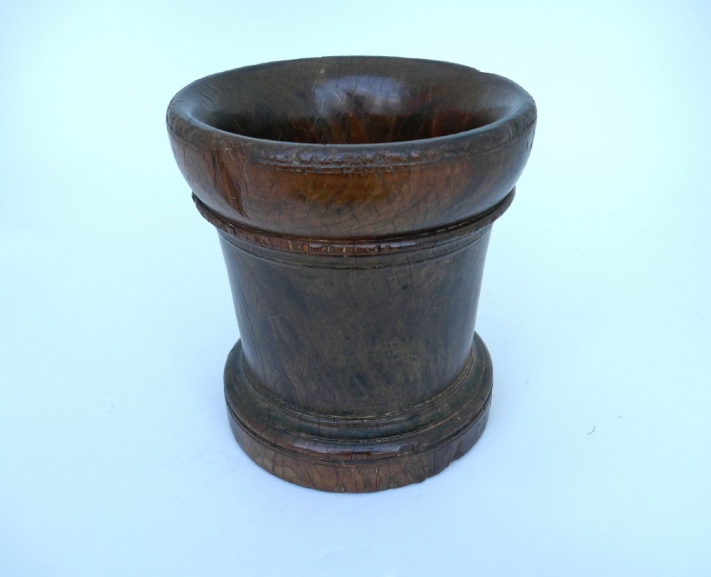 Antique Early Treen 17thc Charles 1 Lignum Turned Mortar .   English C1620-40.