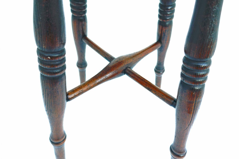 Antique Country Furniture 19thc Elm High Stool.     English C1820-40. View III