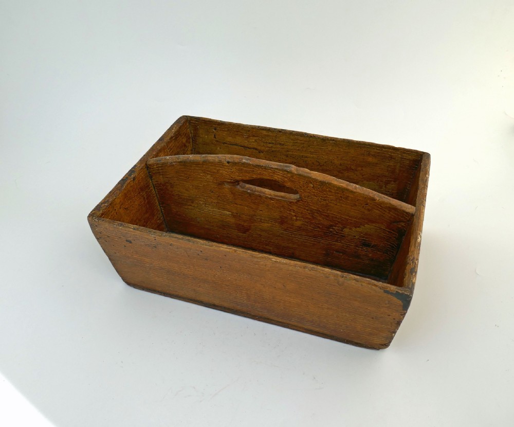 Antique Collectables 19thc Scumbled Work Tray With Original Paintwork.  English C1840-60.