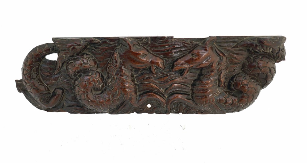 Antique Carvings 17thc Flemish Carved Hippo Campus & Exotic Birds.  Flemish C1660-90.