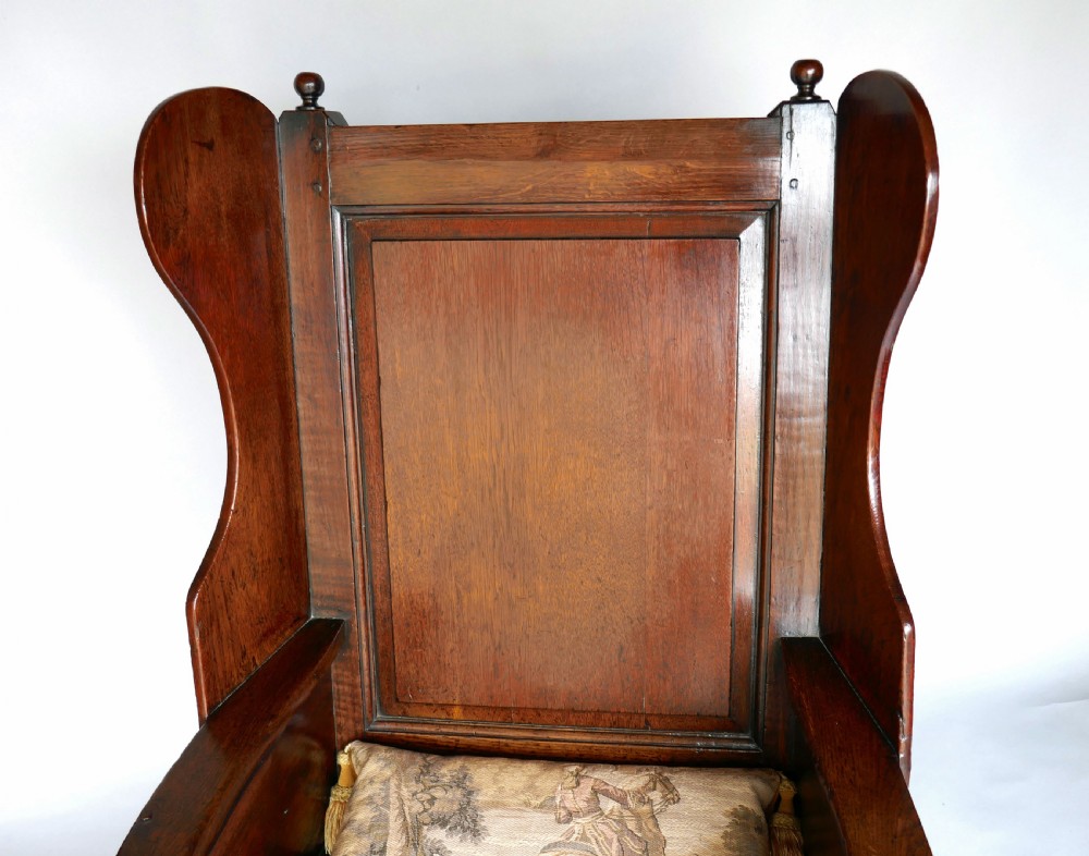 Antique Oak Furniture 18thc Lambing Chair With Rope Seat.    English C1730-40. View II