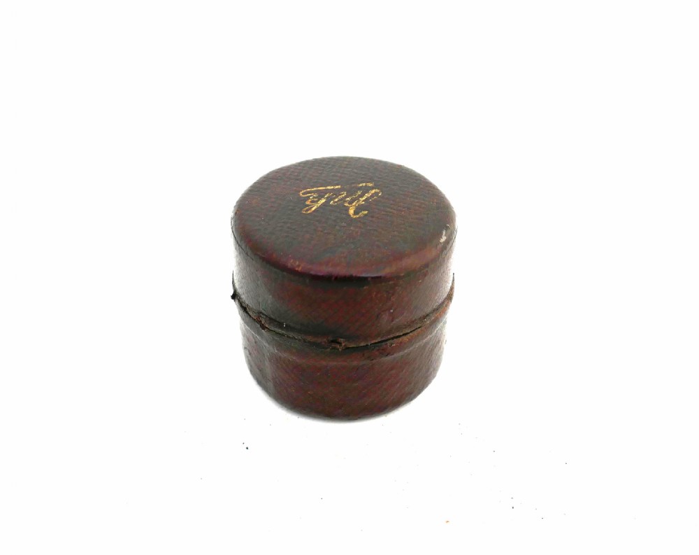 Antique 19thc Engraved Brass Travelling Inkwell With Leather Case.   English C1870-90. View III