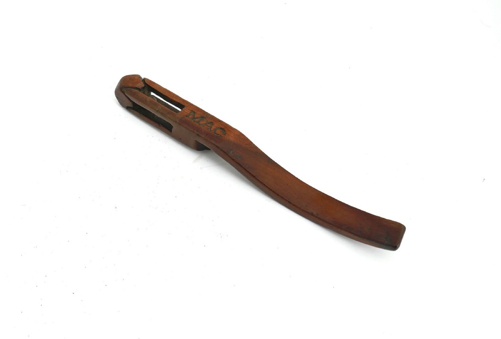 Antique Treen 19thc Yew Wood Knitting Sheath Dated & Named MAC 1888.  English.