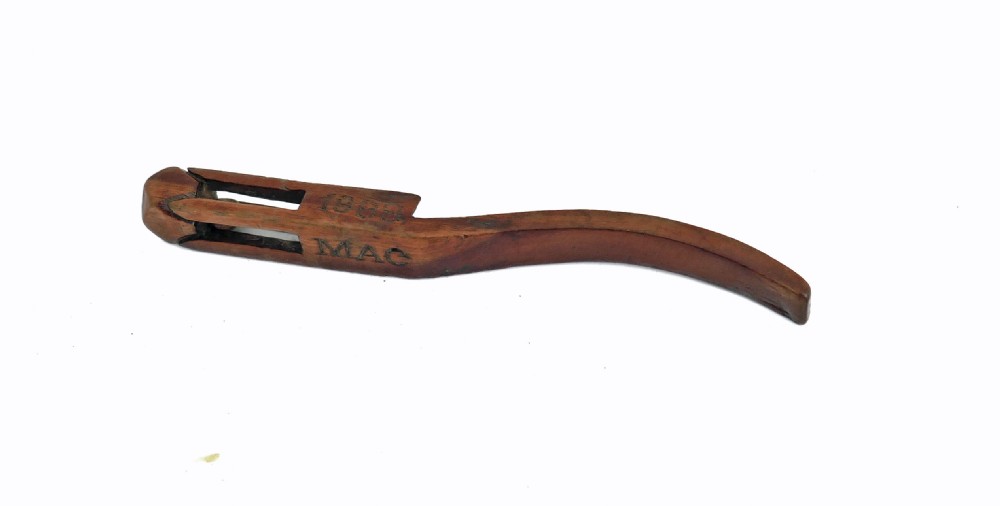 Antique Treen 19thc Yew Wood Knitting Sheath Dated & Named MAC 1888.  English. View IV